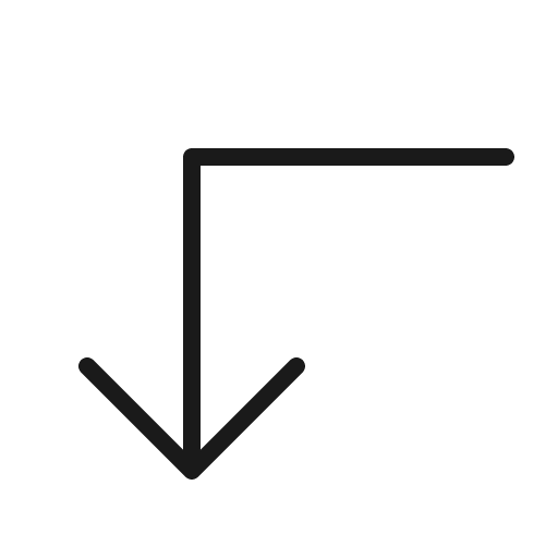 Arrow elbow left down thin icon, thin style, from Phosphor