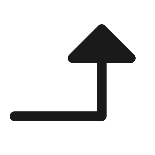 Arrow elbow right up fill icon, filled style, from Phosphor