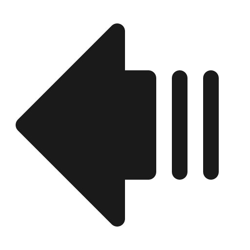 Arrow fat lines left fill icon, filled style, from Phosphor