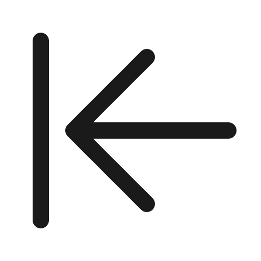 Arrow line left icon, solid style, from Phosphor