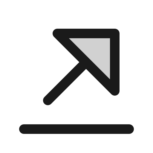 Arrow line up right duotone icon, two-tone style, from Phosphor