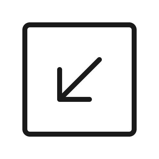 Arrow square down left thin icon, thin style, from Phosphor