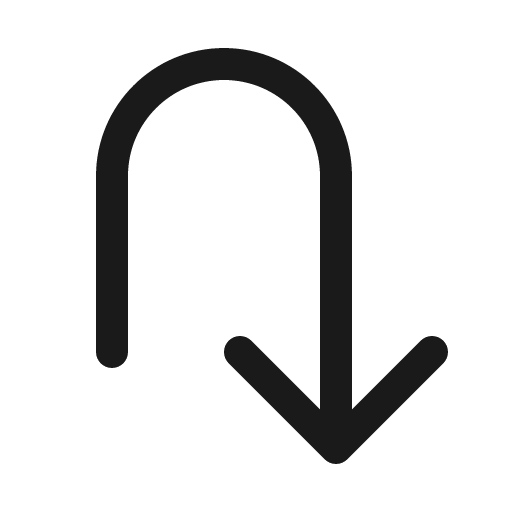 Arrow u right down icon, solid style, from Phosphor