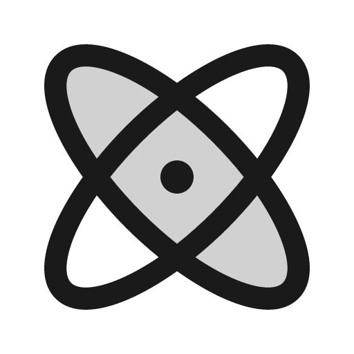 Atom duotone icon, two-tone style, from Phosphor