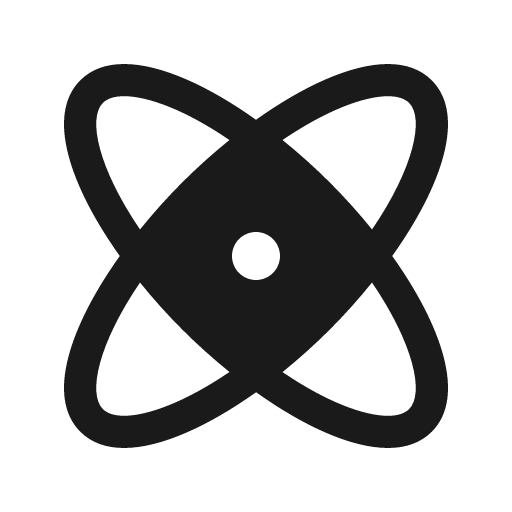 Atom fill icon, filled style, from Phosphor