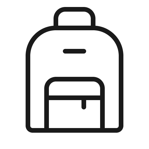 Backpack thin icon, thin style, from Phosphor