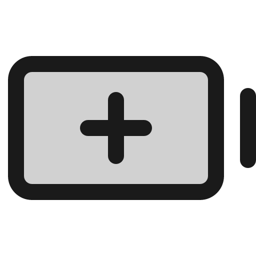 Battery plus duotone icon, two-tone style, from Phosphor