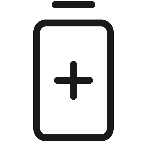 Battery plus vertical light icon, light style, from Phosphor
