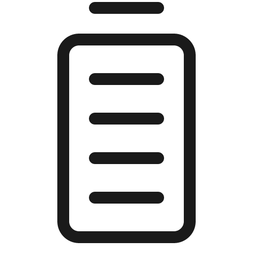Battery vertical full light icon, light style, from Phosphor