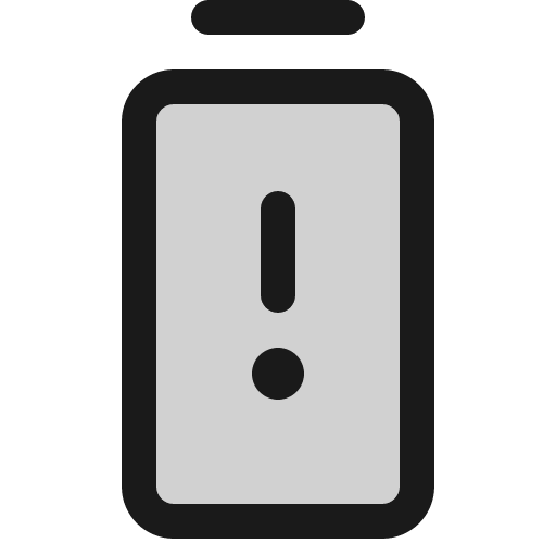 Battery warning vertical duotone icon, two-tone style, from Phosphor