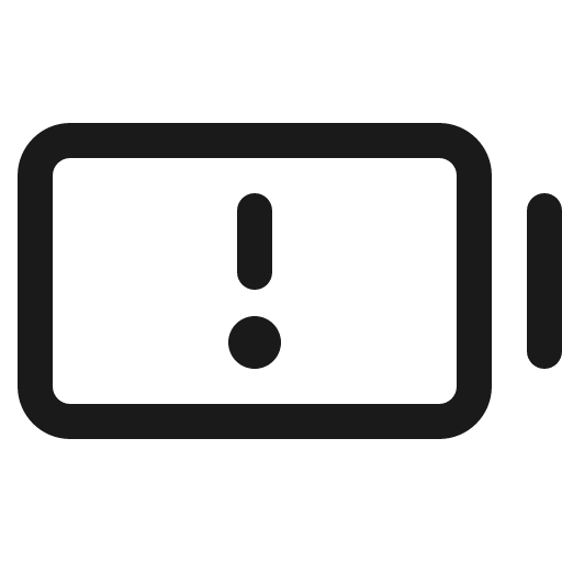 Battery warning icon, solid style, from Phosphor