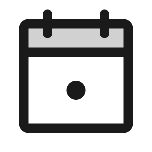 Calendar dot duotone icon, two-tone style, from Phosphor