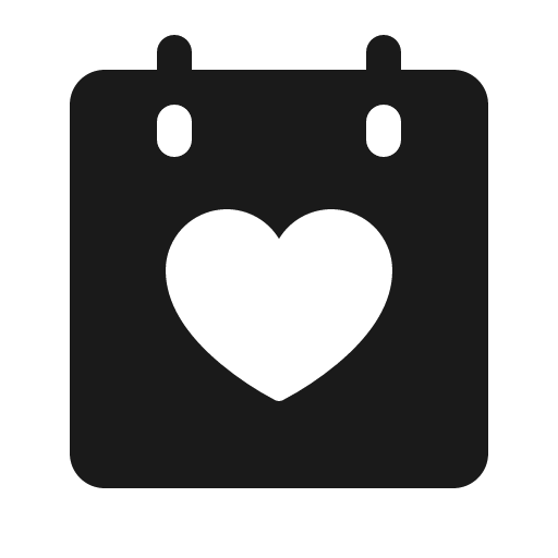 Calendar heart fill icon, filled style, from Phosphor