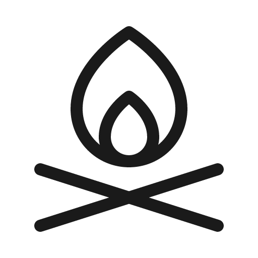 Campfire light icon, light style, from Phosphor