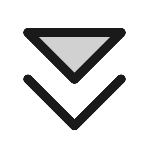 Caret double down duotone icon, two-tone style, from Phosphor