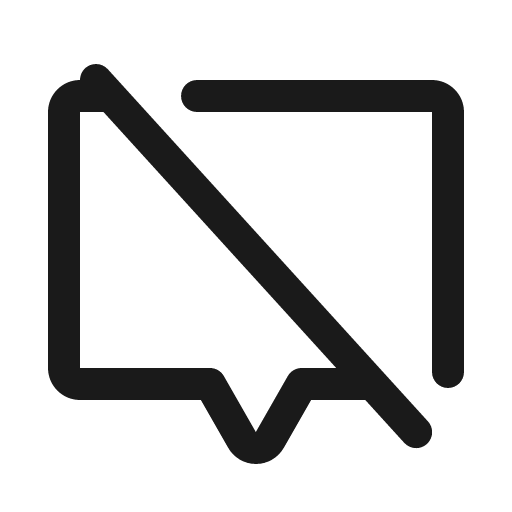 Chat centered slash icon, solid style, from Phosphor