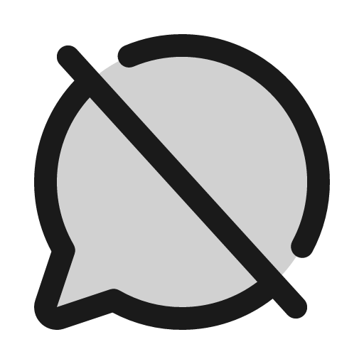 Chat circle slash duotone icon, two-tone style, from Phosphor
