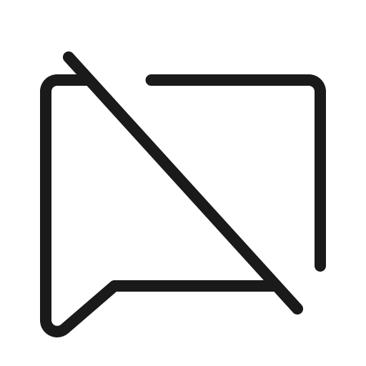 Chat slash thin icon, thin style, from Phosphor