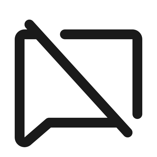Chat slash icon, solid style, from Phosphor