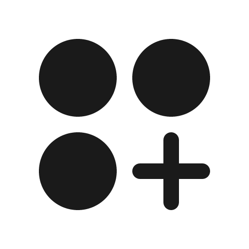 Circles three plus fill icon, filled style, from Phosphor