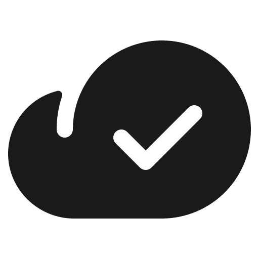 Cloud check fill icon, filled style, from Phosphor