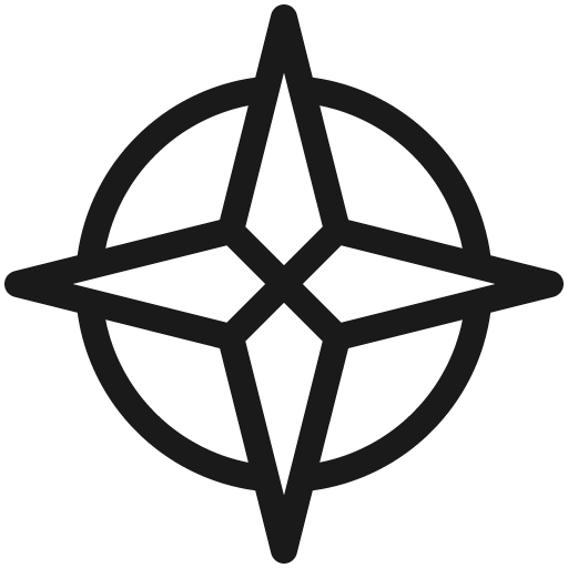 Compass rose light icon, light style, from Phosphor