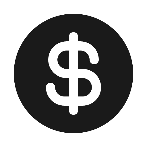 Currency dollar fill icon, filled style, from Phosphor
