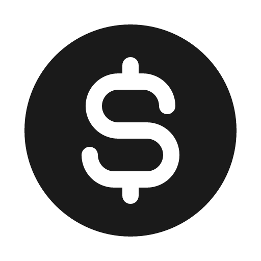 Currency dollar simple fill icon, filled style, from Phosphor