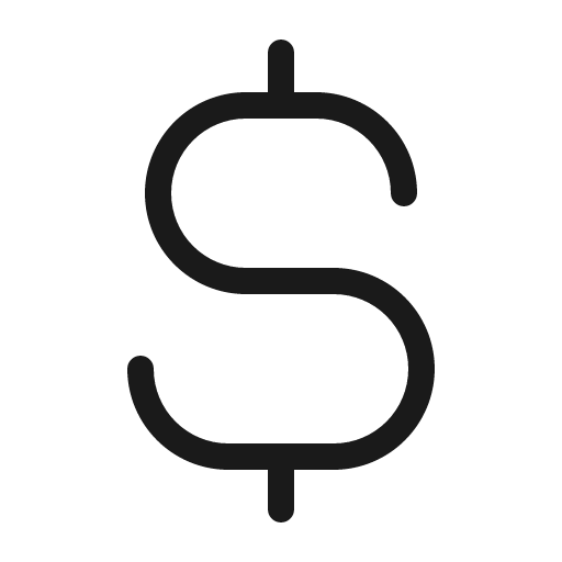 Currency dollar simple light icon, light style, from Phosphor