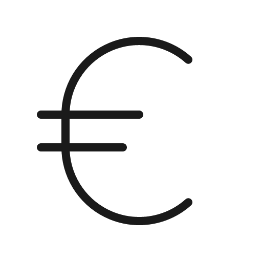 Currency eur thin icon, thin style, from Phosphor
