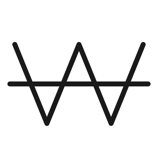 Currency krw thin icon, thin style, from Phosphor