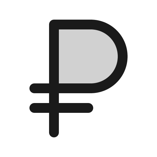 Currency rub duotone icon, two-tone style, from Phosphor