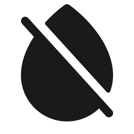 Drop slash fill icon, filled style, from Phosphor
