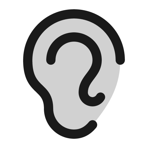 Ear duotone icon, two-tone style, from Phosphor