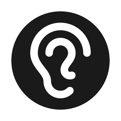 Ear fill icon, filled style, from Phosphor