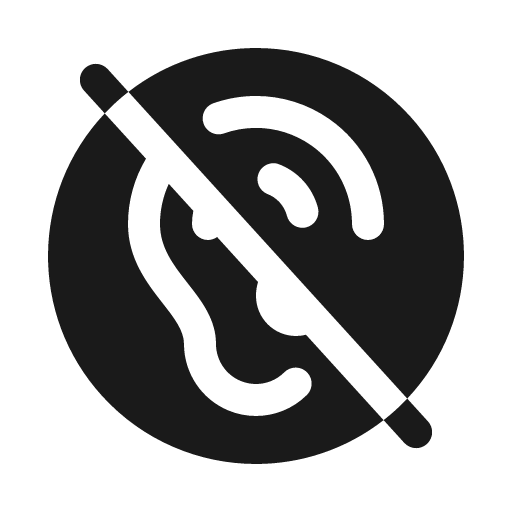 Ear slash fill icon, filled style, from Phosphor