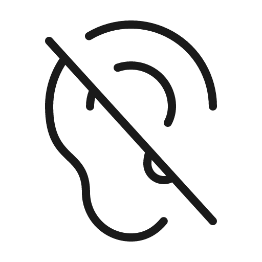 Ear slash thin icon, thin style, from Phosphor