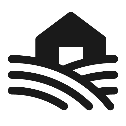 Farm fill icon, filled style, from Phosphor