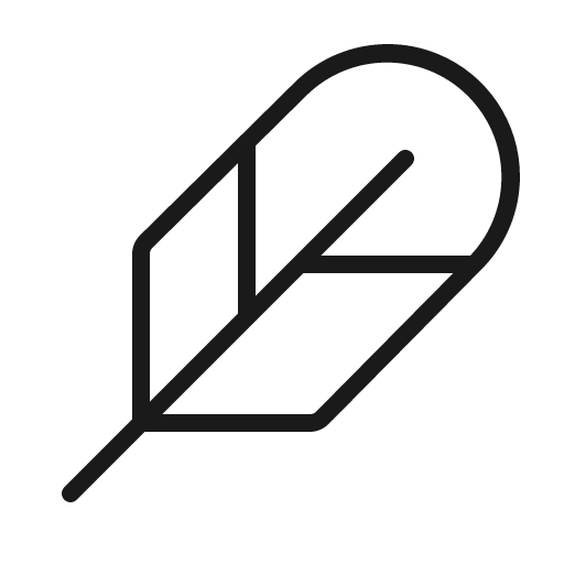 Feather thin icon, thin style, from Phosphor