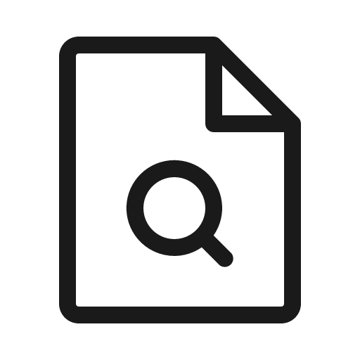File magnifying glass light icon, light style, from Phosphor