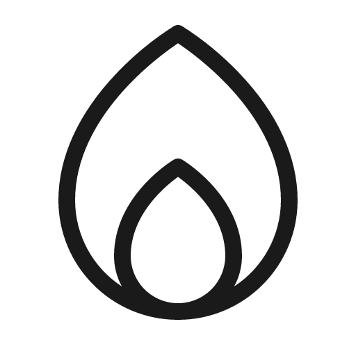 Flame light icon, light style, from Phosphor