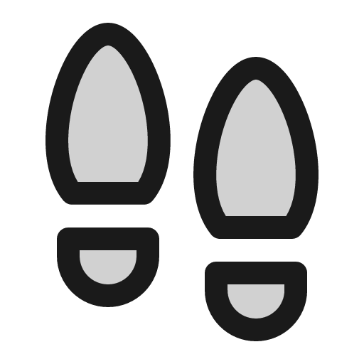 Footprints duotone icon, two-tone style, from Phosphor