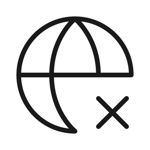 Globe simple x thin icon, thin style, from Phosphor