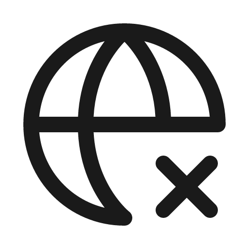 Globe simple x icon, solid style, from Phosphor