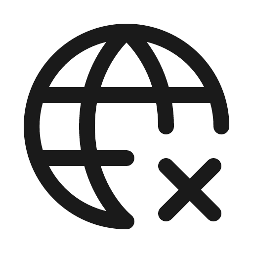 Globe x icon, solid style, from Phosphor