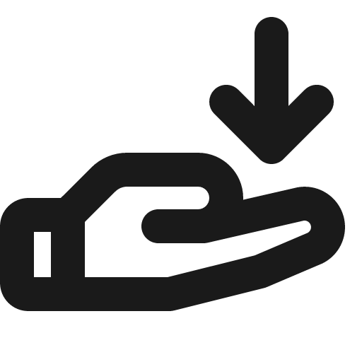 Hand arrow down bold icon, bold style, from Phosphor