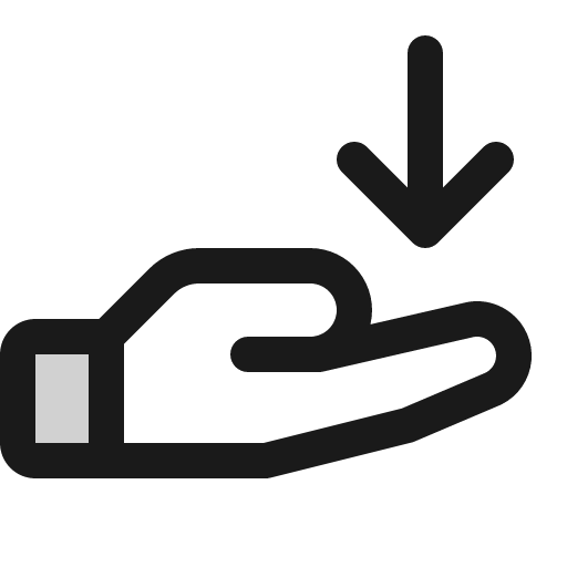 Hand arrow down duotone icon, two-tone style, from Phosphor