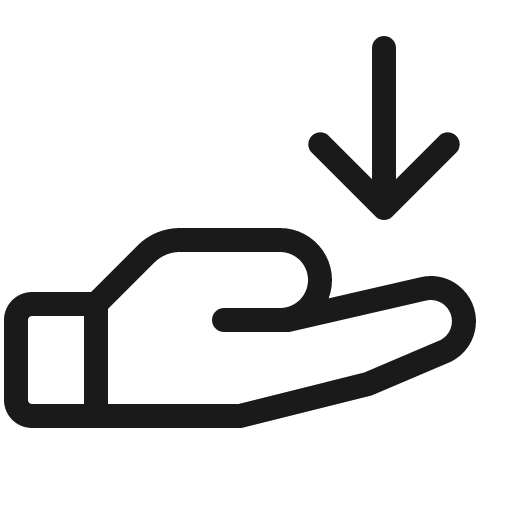 Hand arrow down light icon, light style, from Phosphor