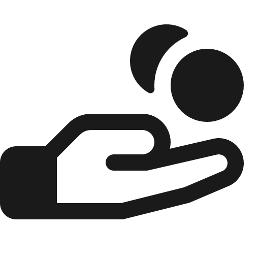 Hand coins fill icon, filled style, from Phosphor