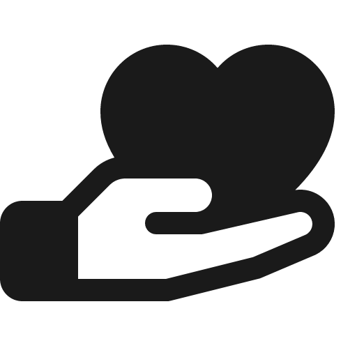 Hand heart fill icon, filled style, from Phosphor